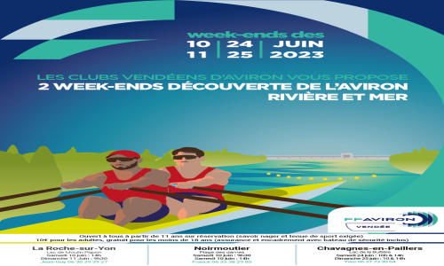 Découvrez l’aviron avec les clubs Vendéens lors de deux week-ends spéciaux en juin 2023.