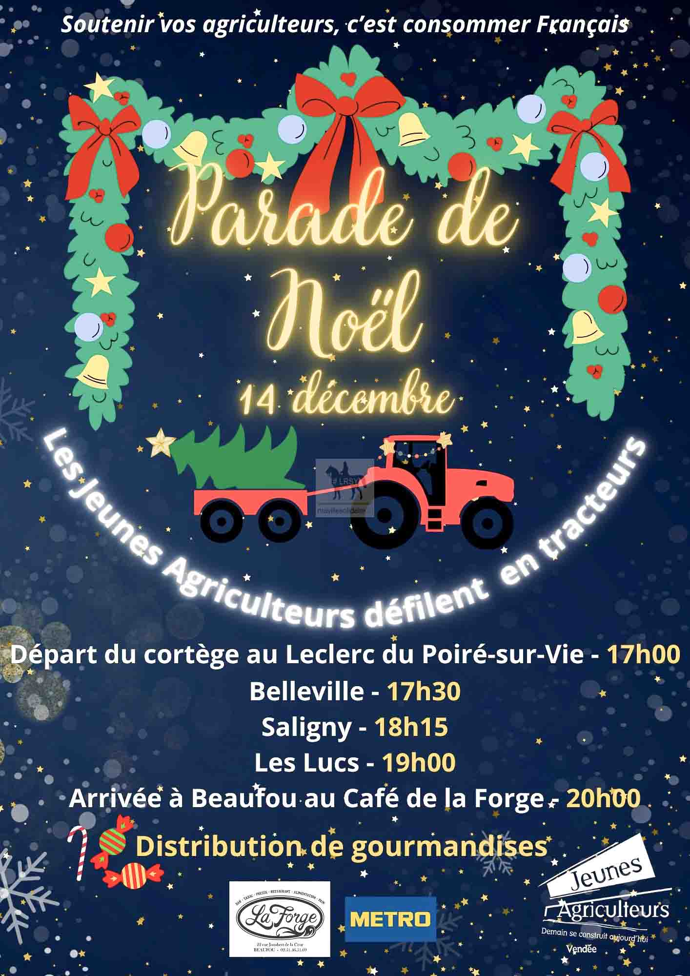 Parade de Noël au Poiré-sur-Vie : Les Jeunes Agriculteurs Illuminent les Fêtes