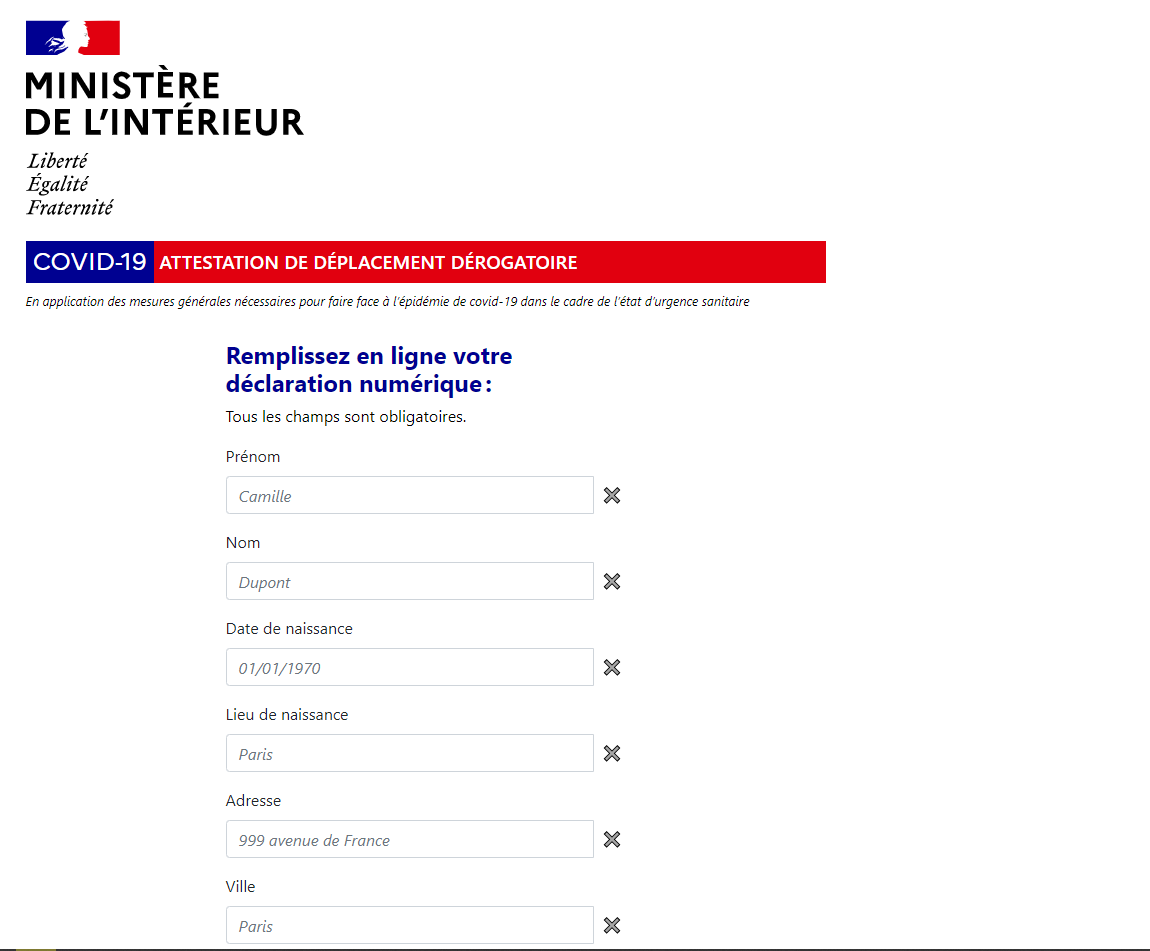 attestation de déplacement dérogatoire version numérique 2